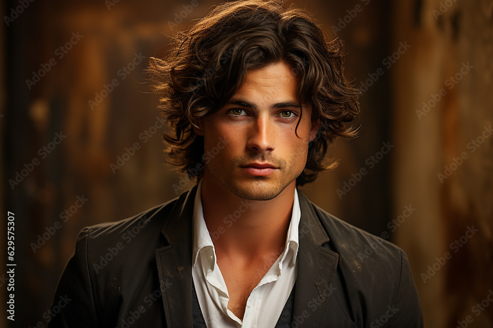 Generative ai studio portrait of handsome gorgeous man on color background Generative ai studio portrait of handsome gorgeous man on color background