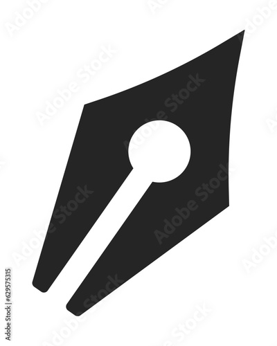 Fountain pen flat monochrome isolated vector object. Pen tool for calligraphy. Editable black and white line art drawing. Simple outline spot illustration for web graphic design
