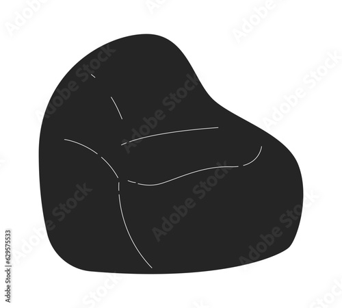 Bean bag chair flat monochrome isolated vector object. Soft seat for chilling. Editable black and white line art drawing. Simple outline spot illustration for web graphic design