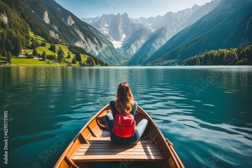 A woman sitting in a boat on a lake © SaraIrshad