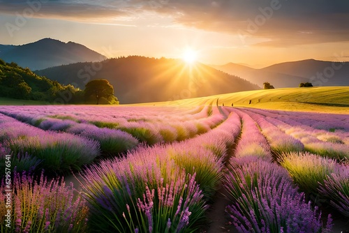 lavender field in region generated ai