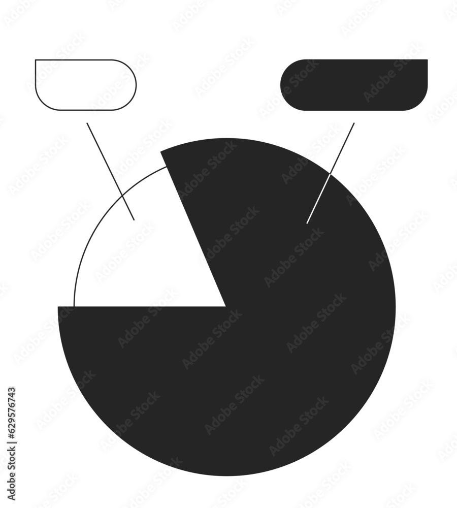 Pie chart with labels flat monochrome isolated vector object. Report pie chart. Presentation. Editable black and white line art drawing. Simple outline spot illustration for web graphic design Pie chart with labels flat monochrome isolated vector object. Report pie chart. Presentation. Editable black and white line art drawing. Simple outline spot illustration for web graphic design