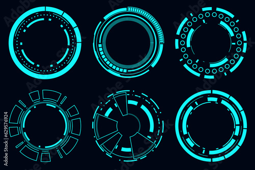 Vector set sci fi frame modern user interface element. Technology abstract HUD futuristic.