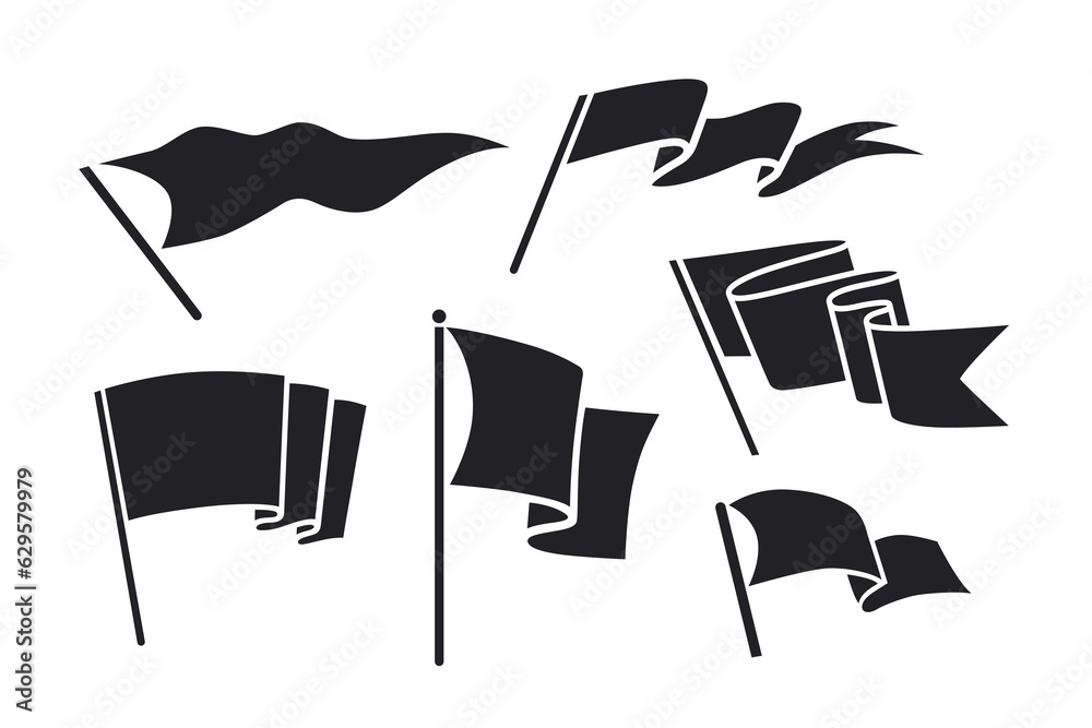 Flags set. Black and white images. Flags set. Black and white images.