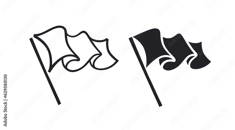 Silhouette of a developing flag.Black and white image.