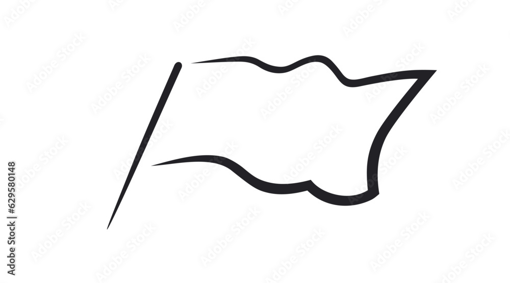 Silhouette of a developing flag. Black and white image. Silhouette of a developing flag. Black and white image.