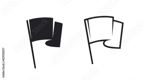 Silhouette of a developing flag. Black and white image.