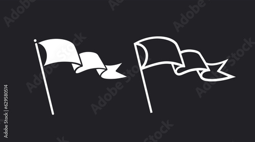 Silhouette of a developing flag. Black and white image.