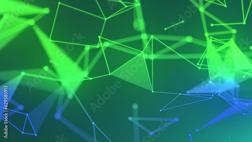 Abstract Plexus Geometric Background with Green and Blue Colors. Suitable for Wallpaper, Backdrop, Animation Background, or Celebration