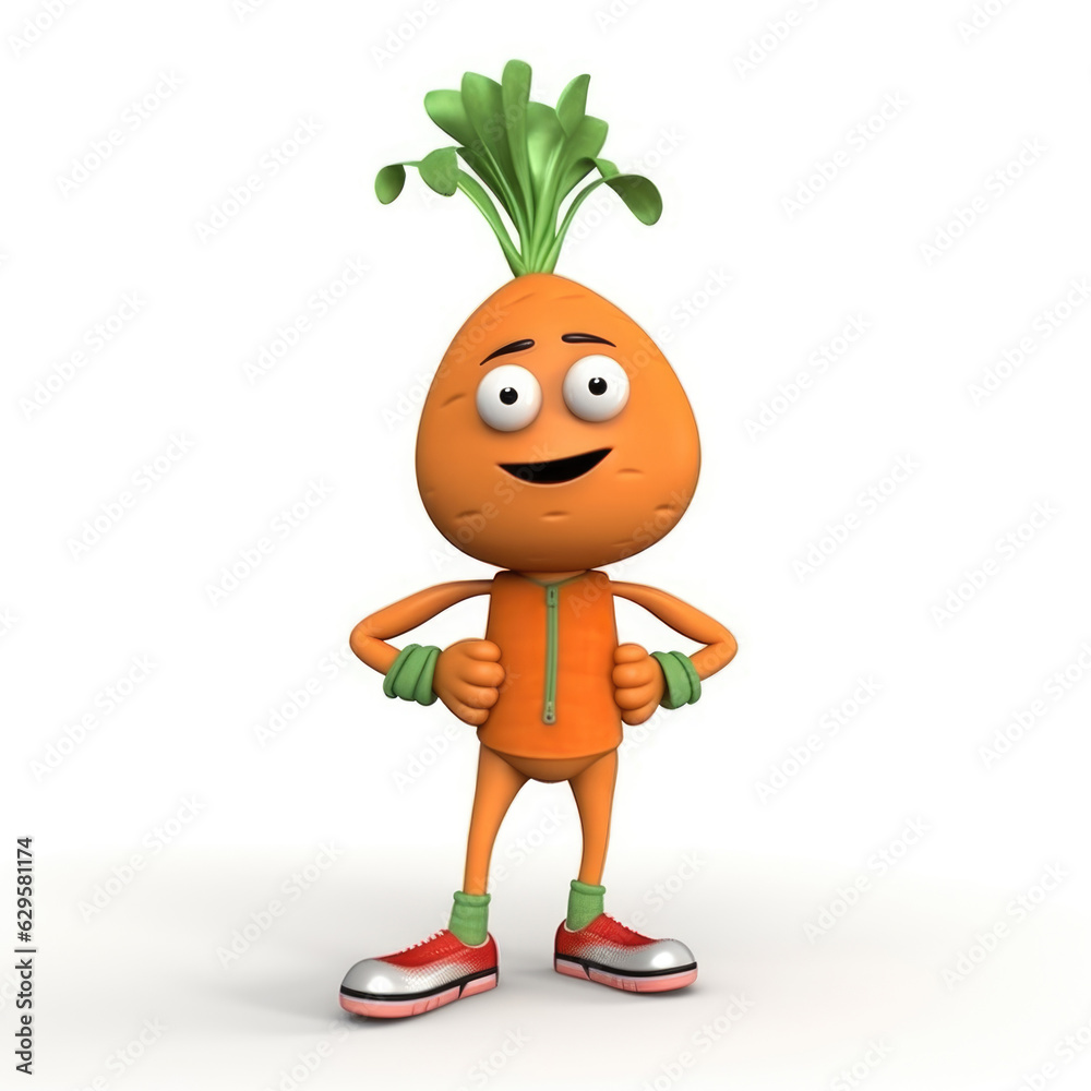 Cute cartoon carrot character, animated with a face. Cute cartoon carrot character, animated with a face.