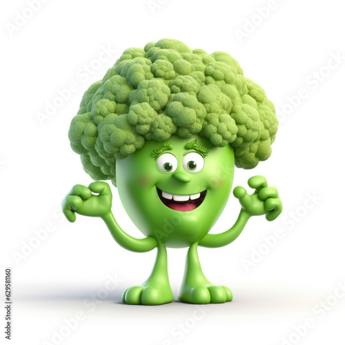 Cute cartoon broccoli character, animated with a face.