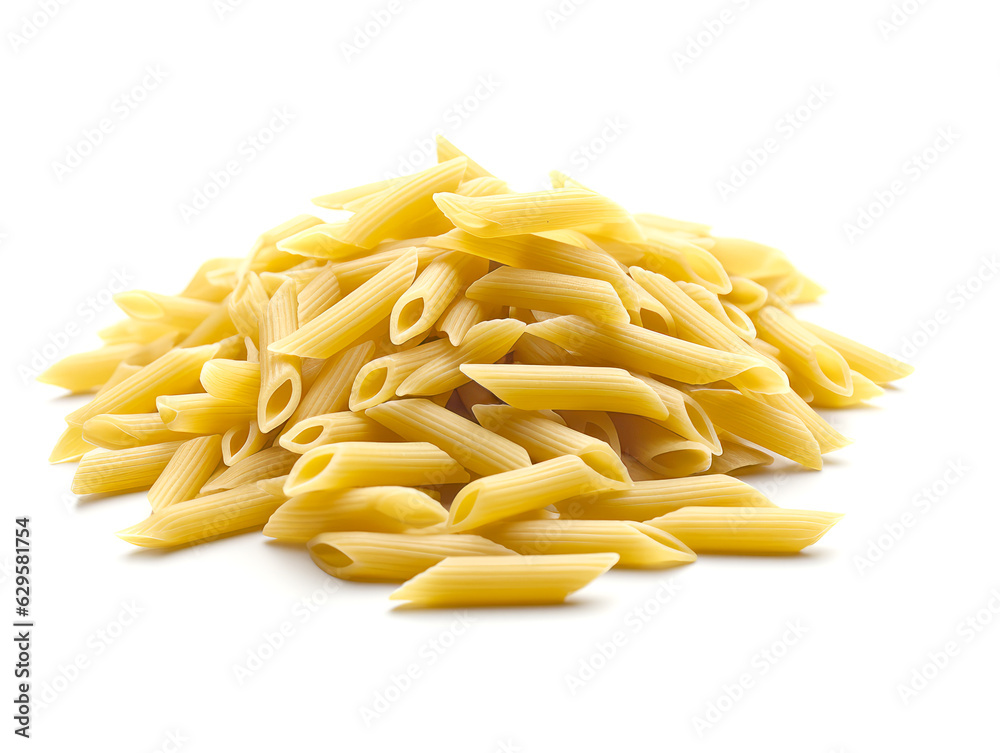 Italian dry uncooked penne isolated on a white background. Italian dry uncooked penne isolated on a white background.