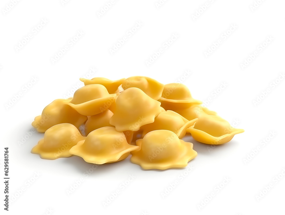 Italian dry uncooked ravioli isolated on a white background. Italian dry uncooked ravioli isolated on a white background.