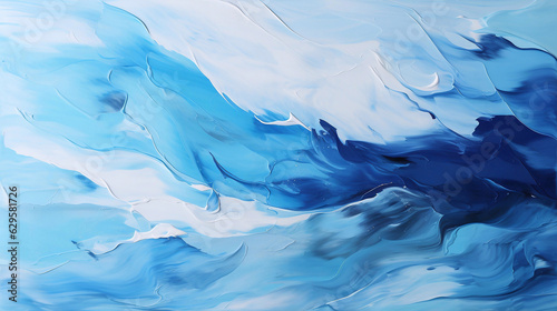 Wallpaper Mural Abstract oil painting with large brush strokes in white and blue pastel colors. Wallpaper, background, texture. Torontodigital.ca