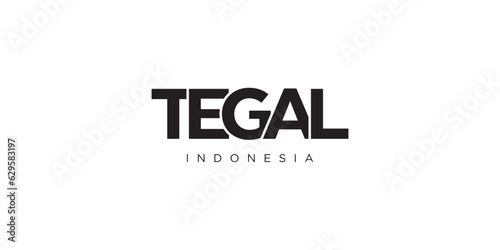 Tegal in the Indonesia emblem. The design features a geometric style, vector illustration with bold typography in a modern font. The graphic slogan lettering. photo