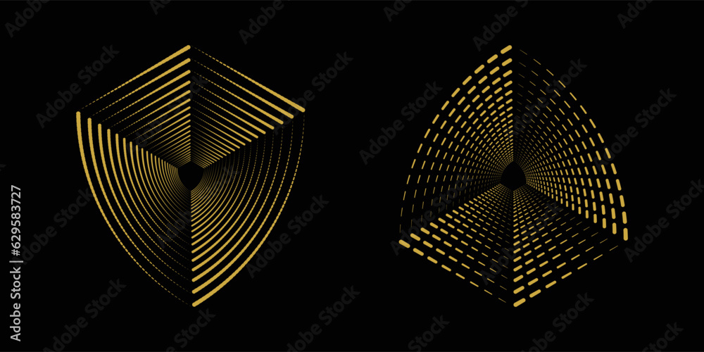 Set of badge shapes. Vector shield silhouette. Security, football patch isolated on black background