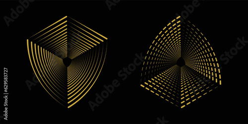 Set of badge shapes. Vector shield silhouette. Security, football patch isolated on black background