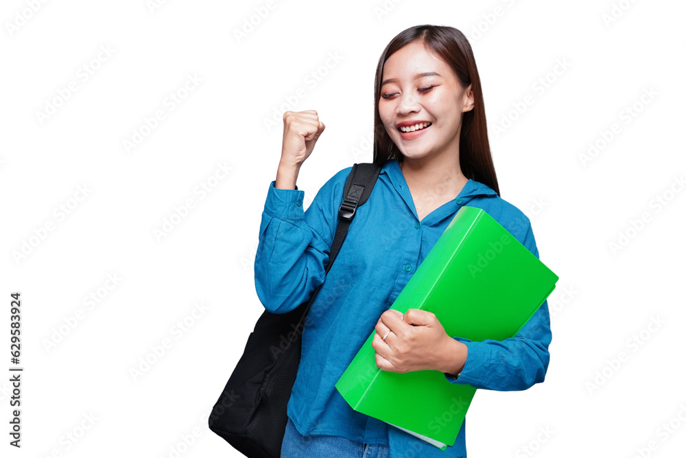 Young female student carrying a book and smiling Young female student carrying a book and smiling