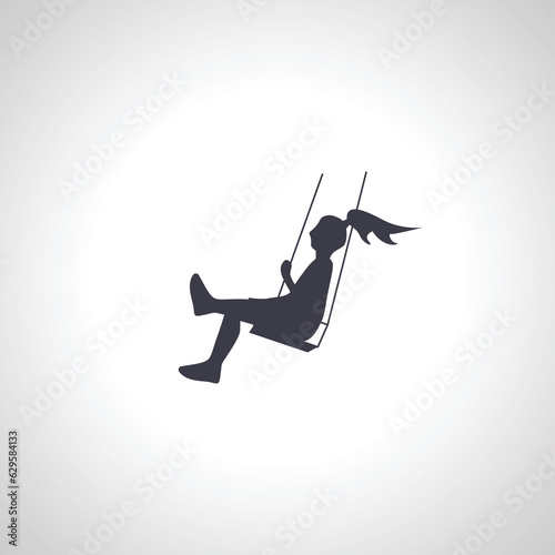 girl is riding on a swing icon