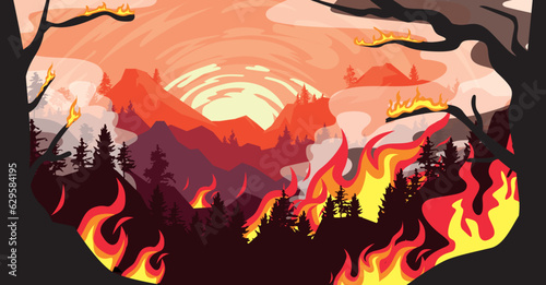 Natural Disasters. The mountain was set on fire, the forest and trees were all burned.
