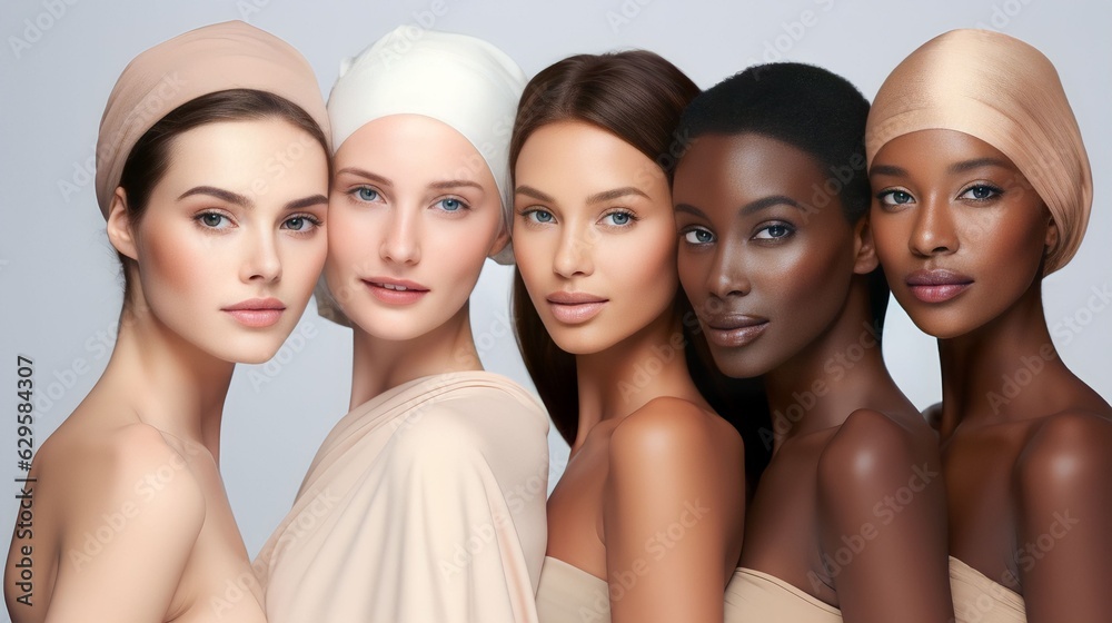 Obraz premium A diverse group of beautiful women with natural beauty and glowing smooth skin