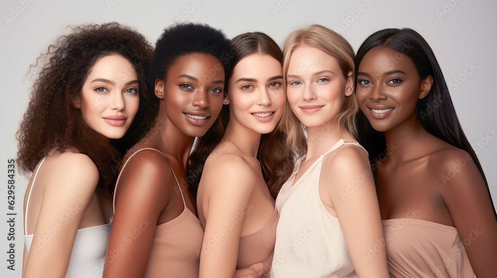 Obraz premium A diverse group of beautiful women with natural beauty and glowing smooth skin