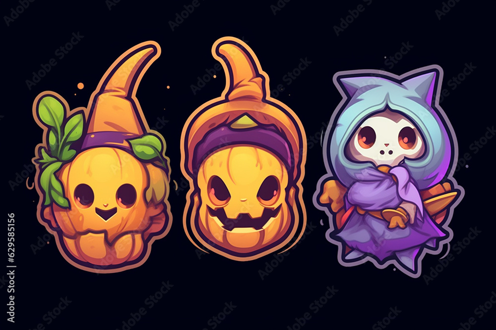 Fototapeta premium cute little halloween cartoon,halloween icon,halloween carnival,halloween logo