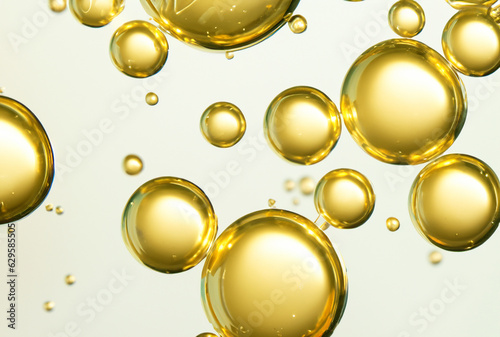 luxury gold cosmetic essence liquid bubbles molecules antioxidant of liquid bubble