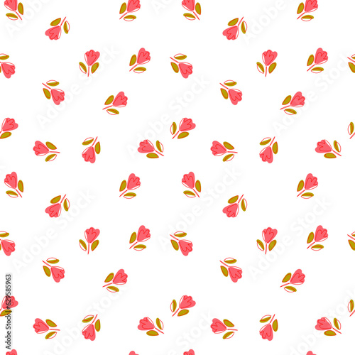 Seamless pattern with red flower.
