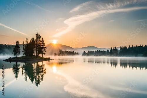 sunrise over lake © Maaz