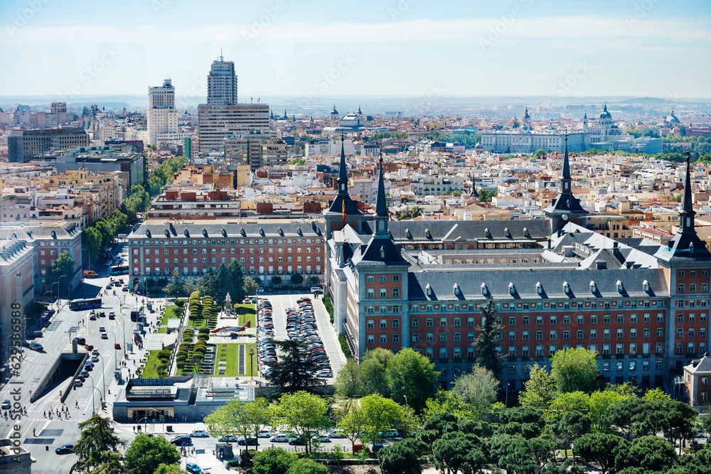 Panorama of Madrid city with Air and Space Force headquarters