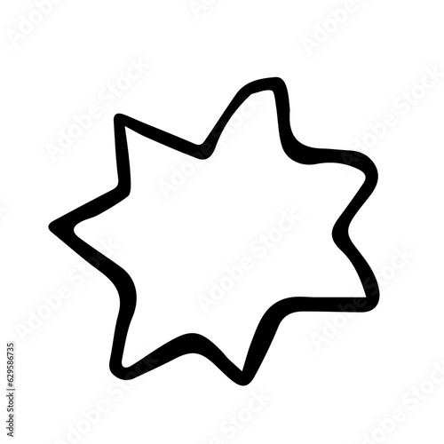 Christmas cookie in the form of a star.  Line art. Hand drawn