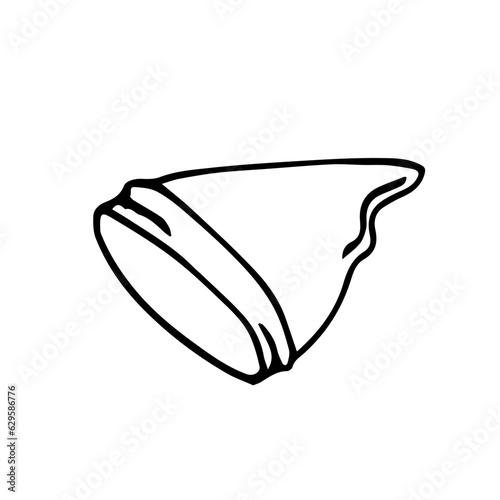 Warm knitted hat on a white background isolated. Side view. Autumn, winter headdress. Line art, Hand drawn