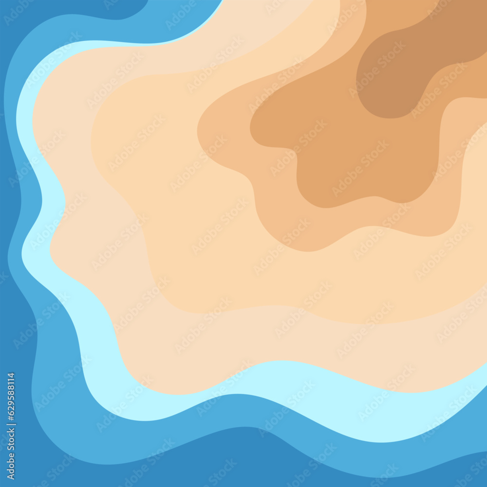 Sea and sand wavy fbstract background, Coast vacation travel relax concept. Vector illustration.
