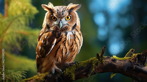 owl on a branch heading for the rain on a blurred background © vie_art