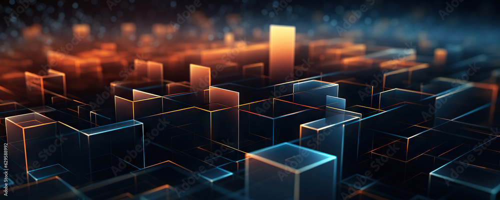Obraz premium Abstract digital background. Can be used for technological processes, neural networks and AI, digital storages, sound and graphic forms, science, education, etc.