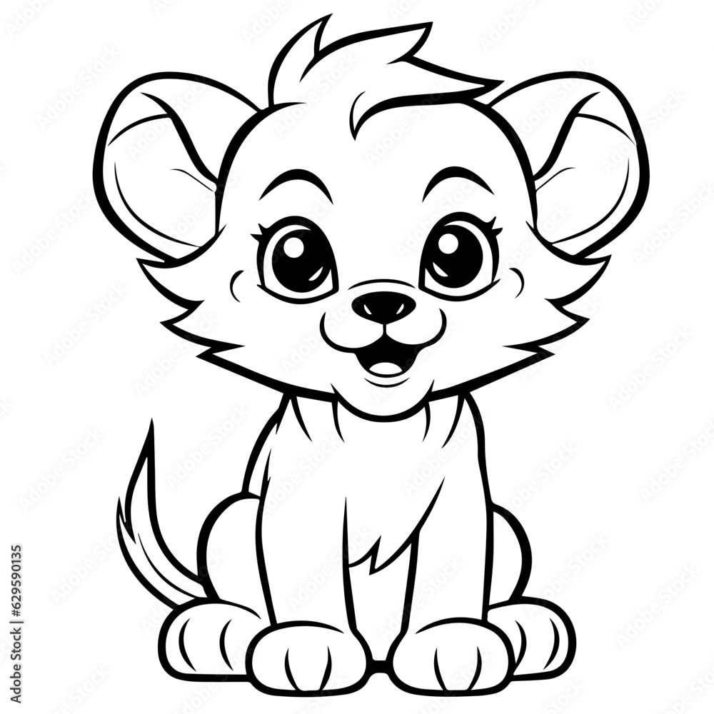 Little lion cartoon coloring page illustration Little lion cartoon coloring page illustration