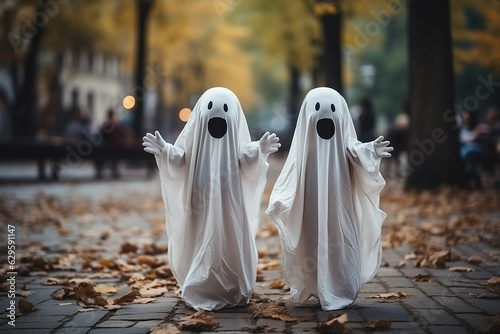 Ghost Costume Celebrating in Halloween