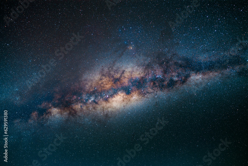 The Milky way galaxy with stars on a perfect clear night sky background