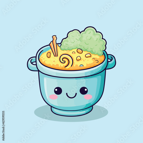 soup cool colors kawaii clip art illustration for menu, poster, web