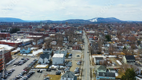 Aerial view of Pittsfield, Massachusetts, United States on a beautiful day