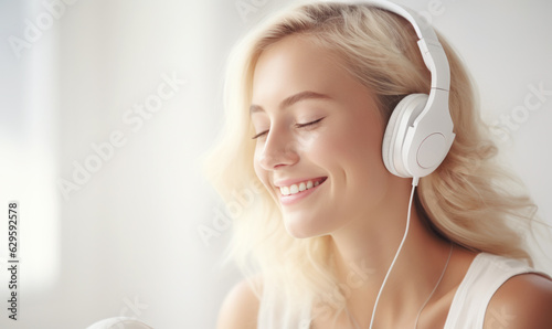 woman relaxing with listening music