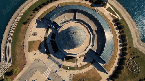 Obraz na plátně Adler Planetarium Birds Eye View in Summer