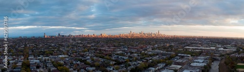 Ultra Wide Shot of Chicago from North Side Drone View