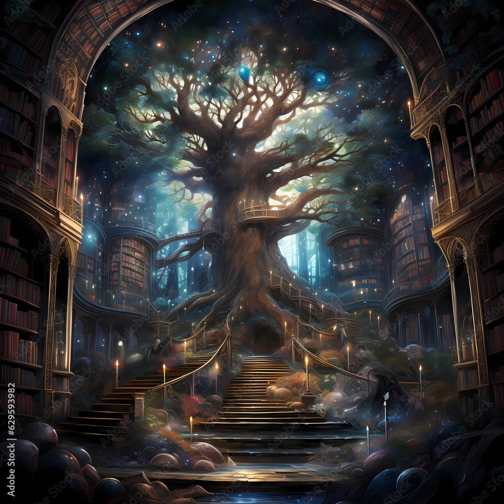 Obraz premium Ethereal Akashic records, transformation and mysticism, occult, AI generative