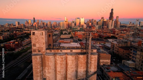 Fotografie, Obraz Chicago Fulton Market Cement Flour Mill