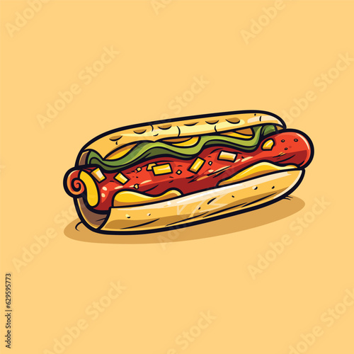hot dog clip art illustration for menu, poster, web