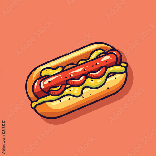 Fototapeta Naklejka Na Ścianę i Meble -  hot dog clip art illustration for menu, poster, web