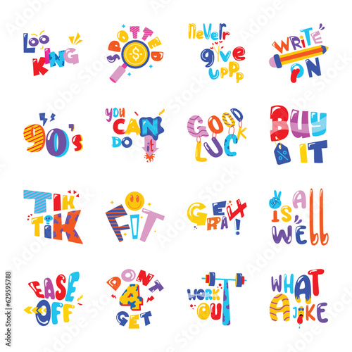 Set of Quotes Flat Stickers 