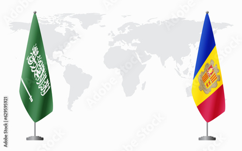 Saudi Arabia and Andorra flags for official meeting photo